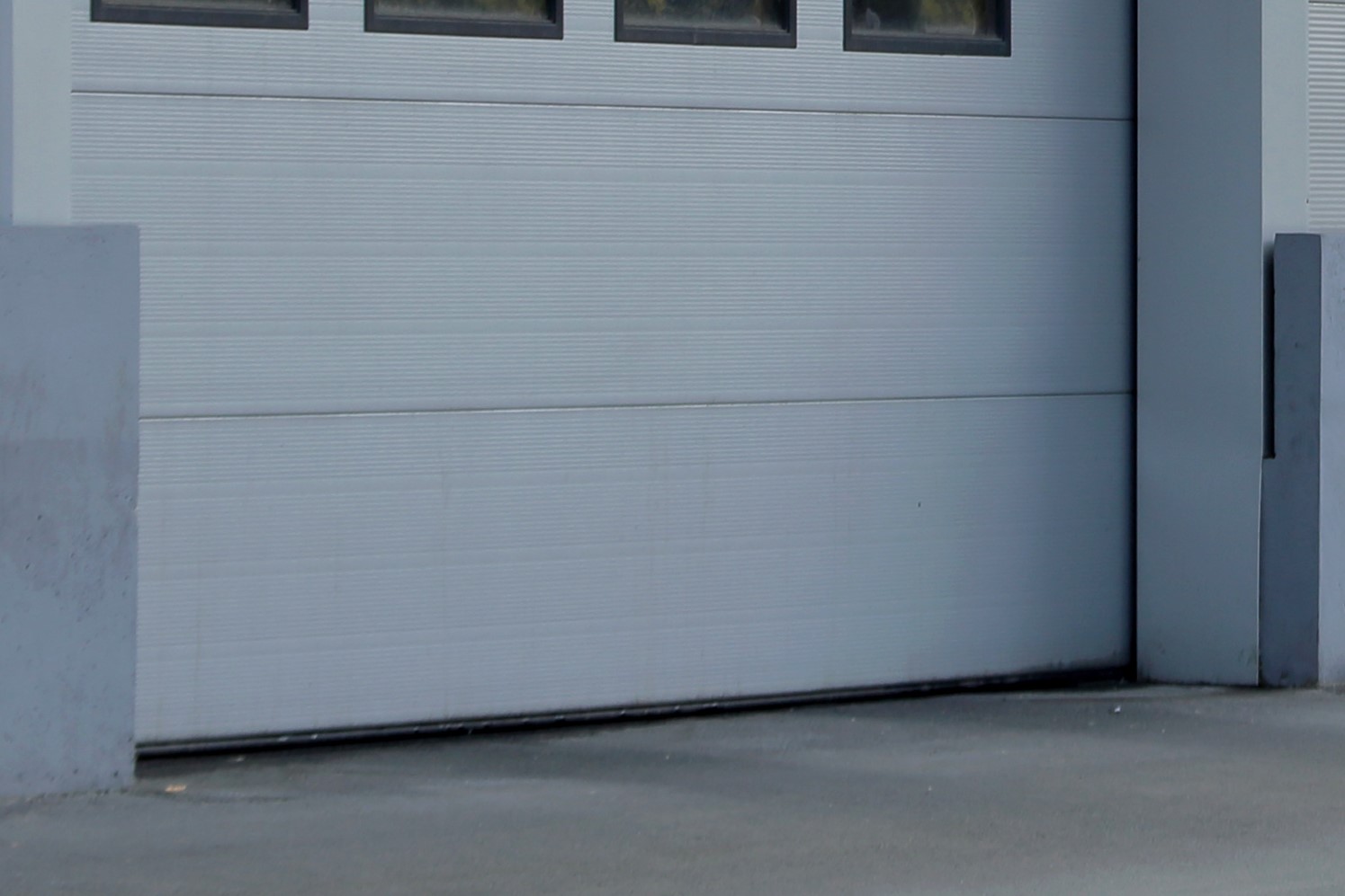 closeup of a garage door gap